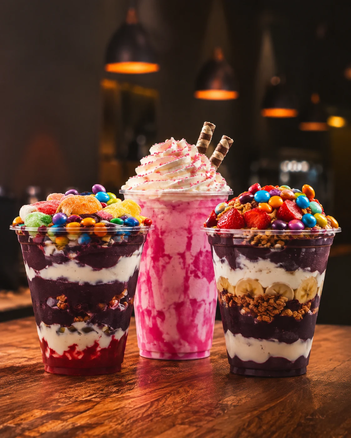 Açaís e milk-shake do Açaí do Dudu